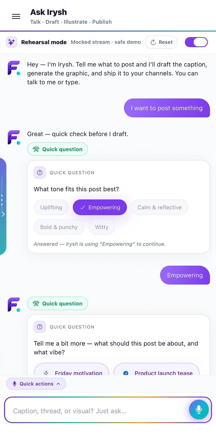 Irysh Social Mind demo